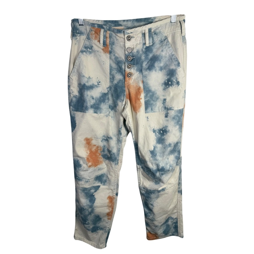 Anthropologie Pilcro The Wanderer Tie Dye Button Front Utility Pants Size 29